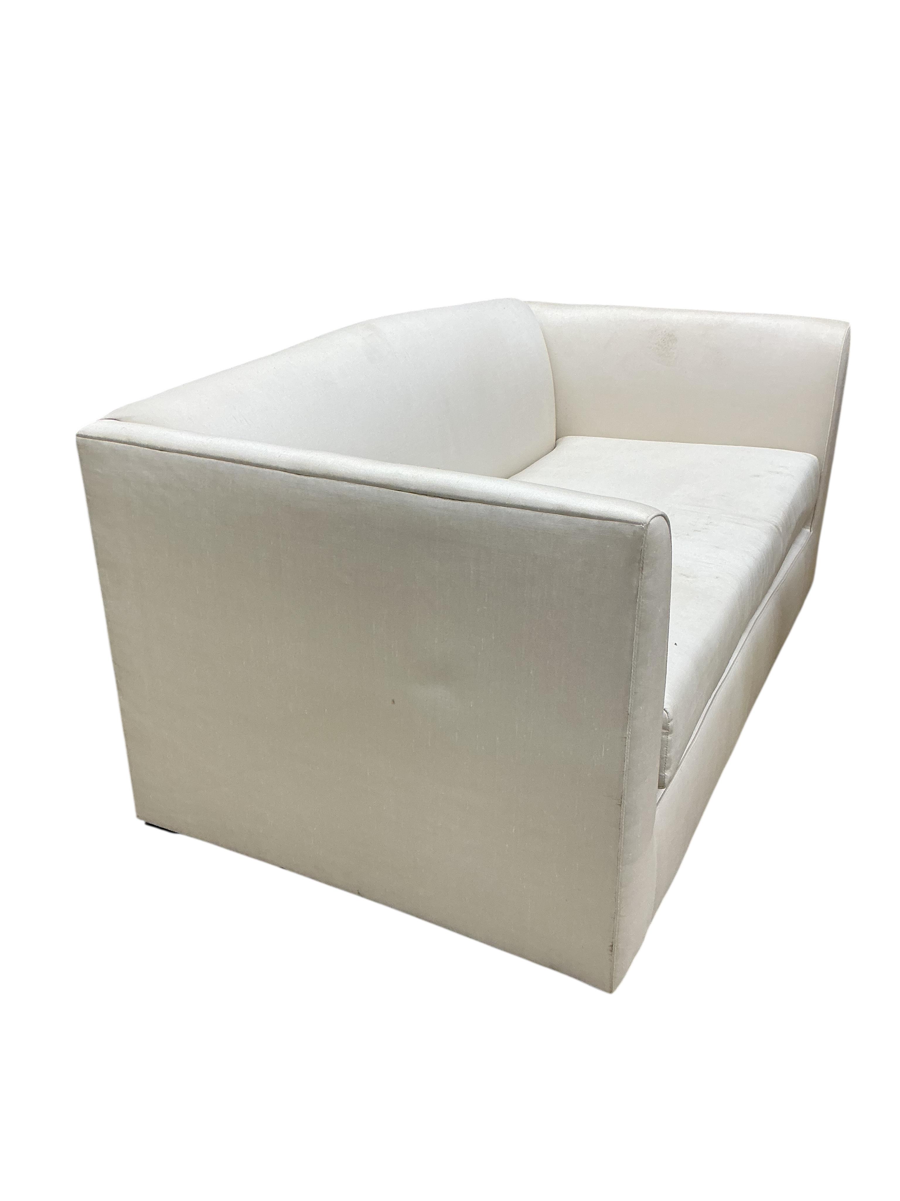A modern Ben Whistler settee, width 180cm, depth 100cm, height 82cm together with a footstool and a similar armchair